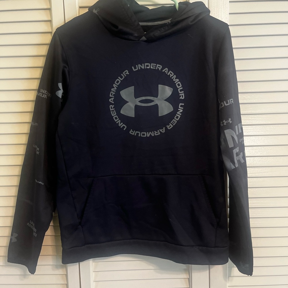 Under Armour Boys Black Logo Hoodie - Performance Pullover